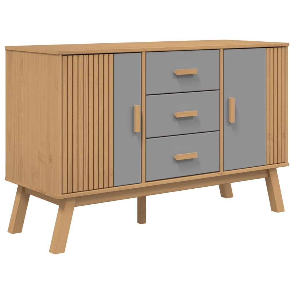 Sideboard OLDEN Gray and Brown 44.9"x16.9"x28.9" Solid Wood Pine