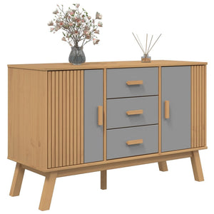Sideboard OLDEN Gray and Brown 44.9"x16.9"x28.9" Solid Wood Pine