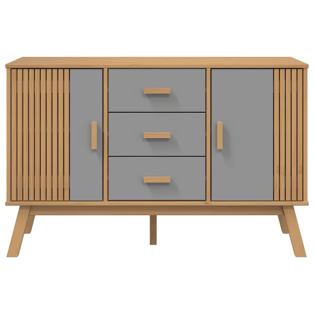 Sideboard OLDEN Gray and Brown 44.9"x16.9"x28.9" Solid Wood Pine