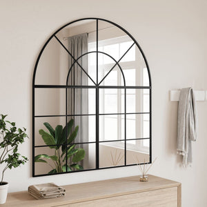 Wall Mirror Black 39.4"x19.7" Arch Iron