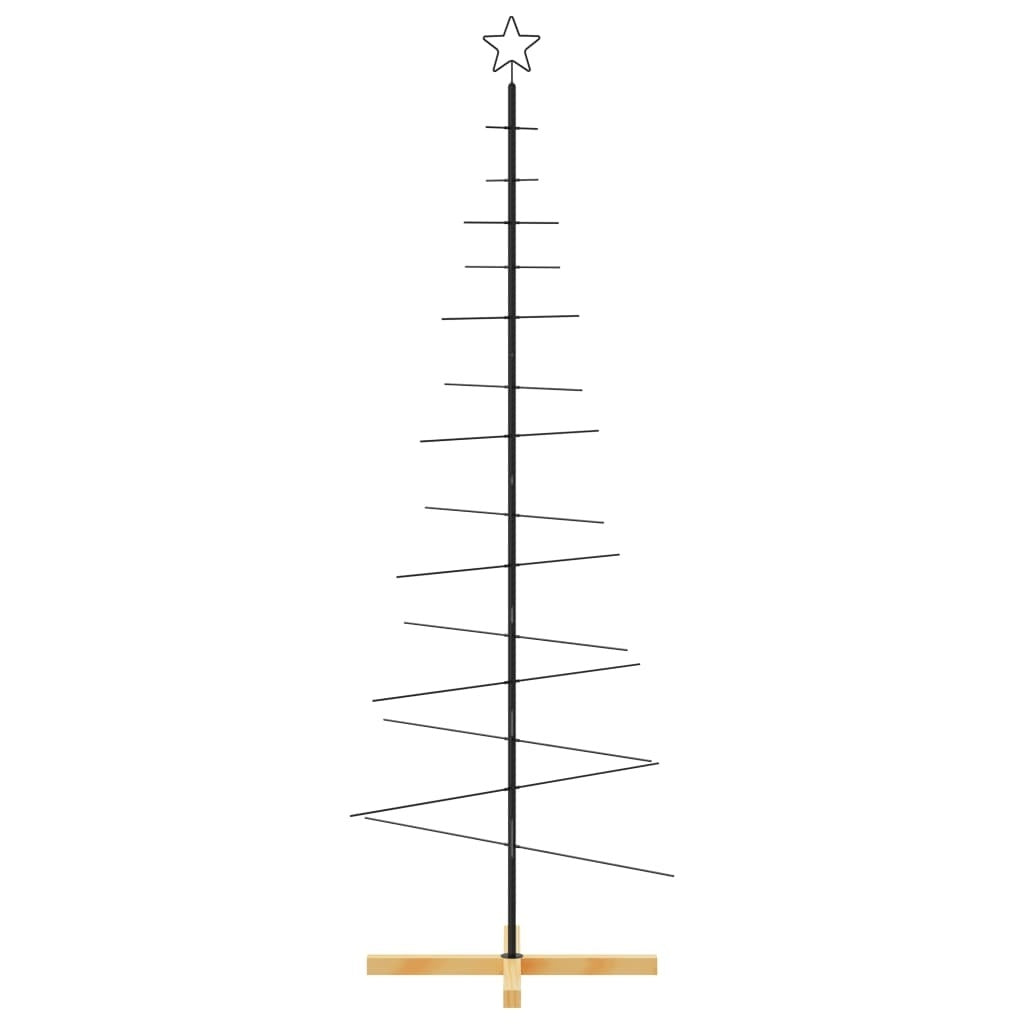 Metal Christmas Tree with Wooden Base Black 70.9