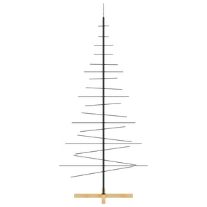 Metal Christmas Tree with Wooden Base Black 70.9