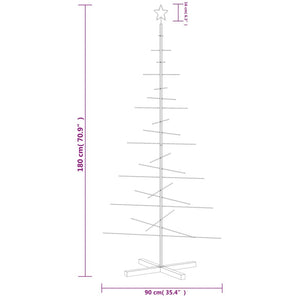 Metal Christmas Tree with Wooden Base Black 70.9