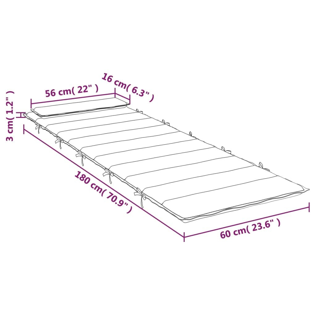 Sun Lounger Cushion Cream 70.9"x23.6"x1.6" Oxford Fabric
