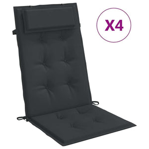 Highback Chair Cushions 4 pcs Black Oxford Fabric