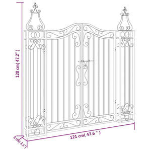 Garden Gate Black 47.6"x3.1"x47.2" Wrought Iron