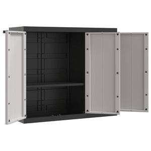 Outdoor Storage Cabinet Gray and Black 38.2"x14.6"x33.5" PP