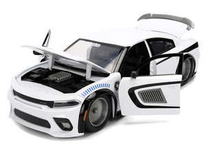 2021 Dodge Charger SRT Hellcat White with Graphics and Stormtrooper Figure "Star Wars" Franchise "Hollywood Rides" Series 1/24 Diecast Model Car by Jada