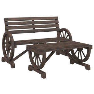 2 Piece Patio Lounge Set Solid Wood Fir