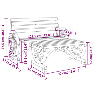 2 Piece Patio Lounge Set Solid Wood Fir