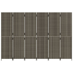 Room Divider 6 Panels Gray Poly Rattan