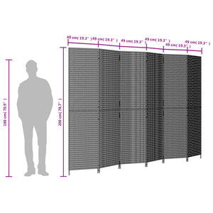 Room Divider 6 Panels Gray Poly Rattan