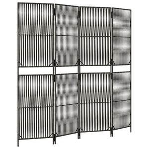 Room Divider 4 Panels Gray Poly Rattan