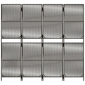 Room Divider 4 Panels Gray Poly Rattan