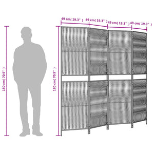 Room Divider 4 Panels Gray Poly Rattan
