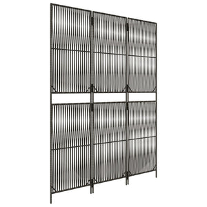 Room Divider 3 Panels Gray Poly Rattan