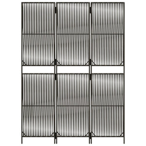 Room Divider 3 Panels Gray Poly Rattan