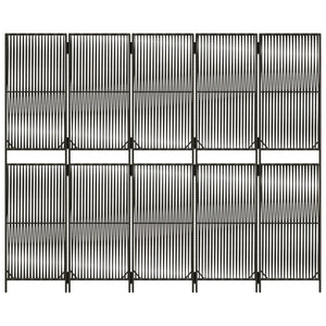 Room Divider 5 Panels Gray Poly Rattan