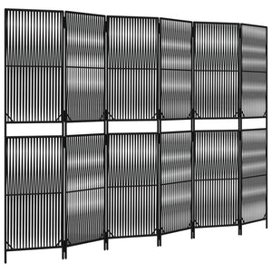 Room Divider 6 Panels Black Poly Rattan