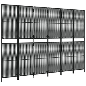 Room Divider 6 Panels Black Poly Rattan