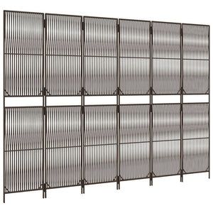 Room Divider 6 Panels Brown Poly Rattan