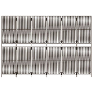 Room Divider 6 Panels Brown Poly Rattan