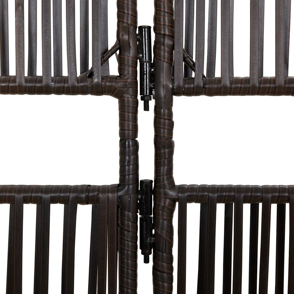 Room Divider 6 Panels Brown Poly Rattan