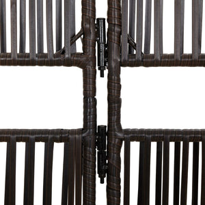 Room Divider 6 Panels Brown Poly Rattan