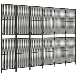 Room Divider 6 Panels Gray Poly Rattan