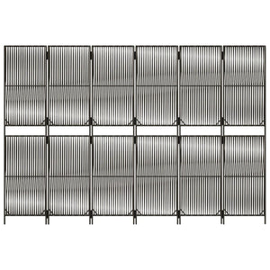 Room Divider 6 Panels Gray Poly Rattan