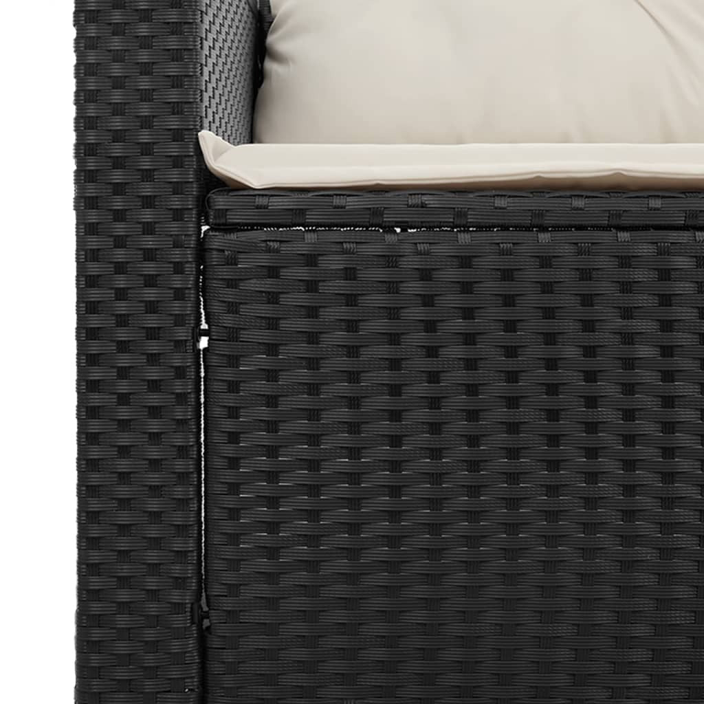 3 Piece Patio Sofa Set with Cushions Black Poly Rattan