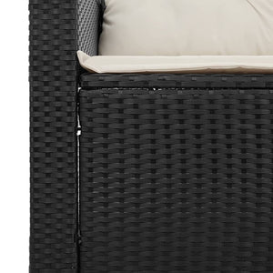 3 Piece Patio Sofa Set with Cushions Black Poly Rattan