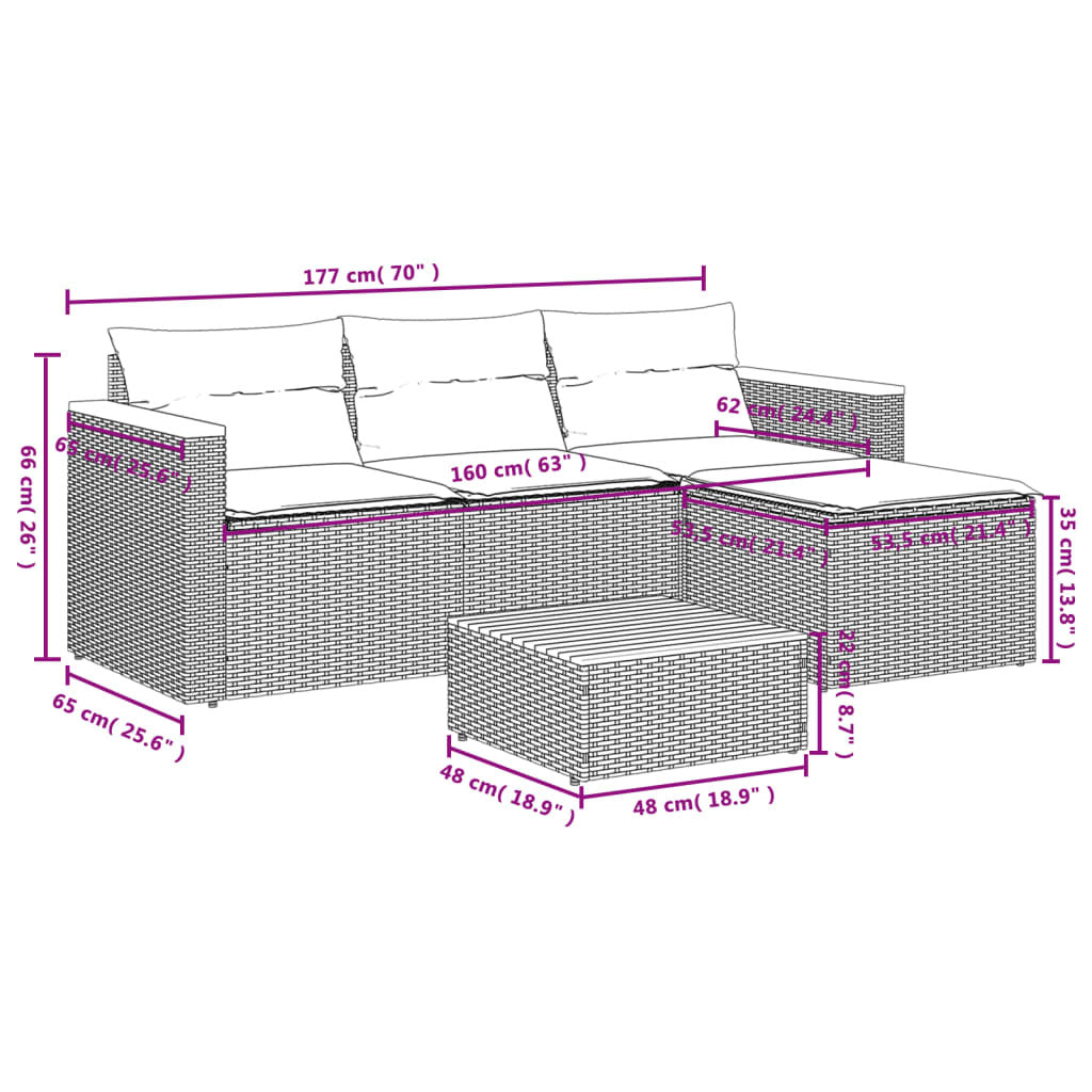 3 Piece Patio Sofa Set with Cushions Black Poly Rattan