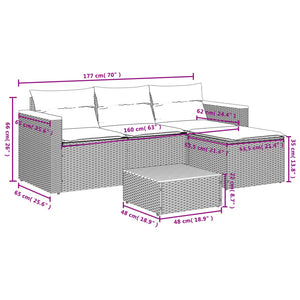 3 Piece Patio Sofa Set with Cushions Black Poly Rattan
