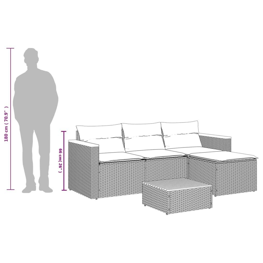 3 Piece Patio Sofa Set with Cushions Black Poly Rattan