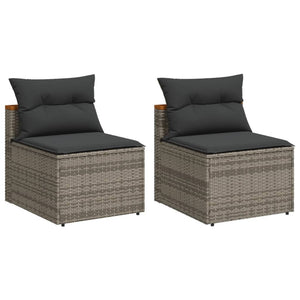 Patio Sofas Armless with Cushions 2 pcs Gray Poly Rattan