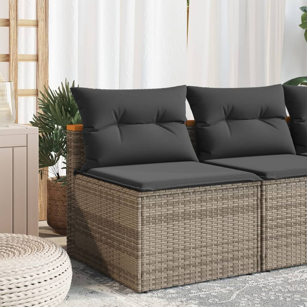 Patio Sofas Armless with Cushions 2 pcs Gray Poly Rattan