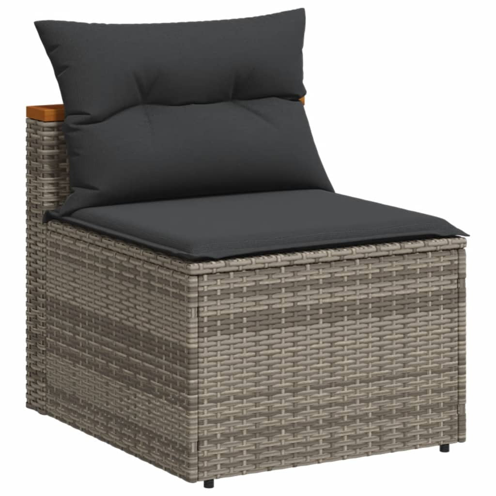 Patio Sofas Armless with Cushions 2 pcs Gray Poly Rattan