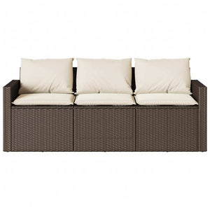 2 Piece Patio Dining Set with Cushions Brown Poly Rattan