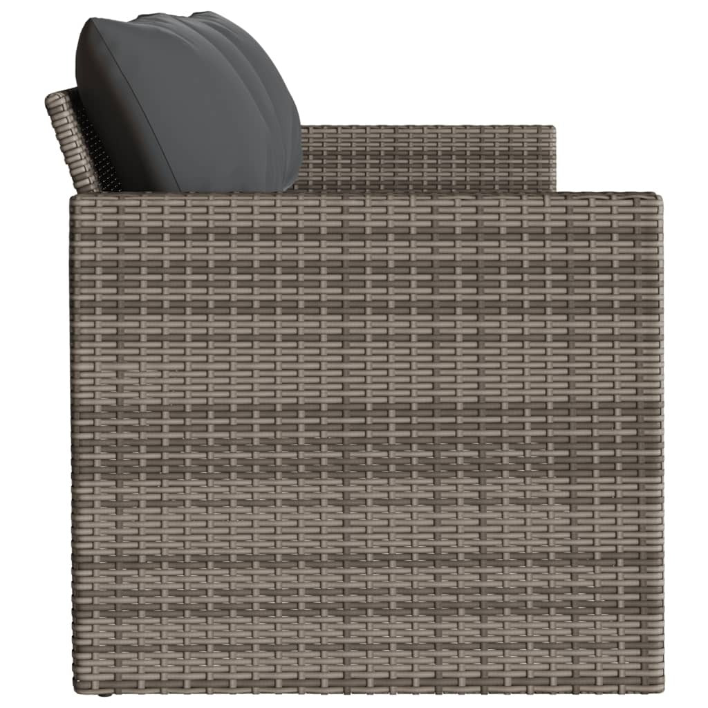 Patio Sofa with Cushions 3-Seater Gray Poly Rattan