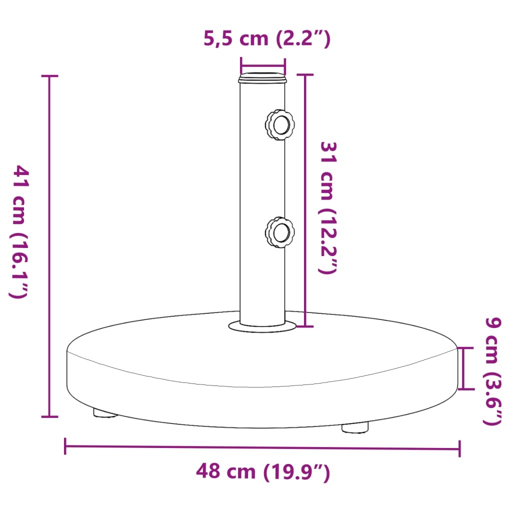 Parasol Base for 1.3"/1.5"/1.9" Poles 55.1 lb Round