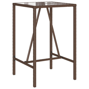 Outdoor Bar Table Brown 27.6"x27.6"x43.3" Poly Rattan