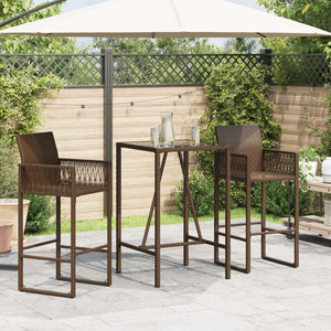 Outdoor Bar Table Brown 27.6"x27.6"x43.3" Poly Rattan
