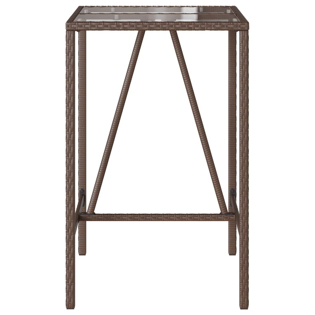 Outdoor Bar Table Brown 27.6"x27.6"x43.3" Poly Rattan