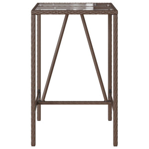 Outdoor Bar Table Brown 27.6"x27.6"x43.3" Poly Rattan