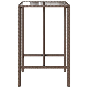 Outdoor Bar Table Brown 27.6"x27.6"x43.3" Poly Rattan