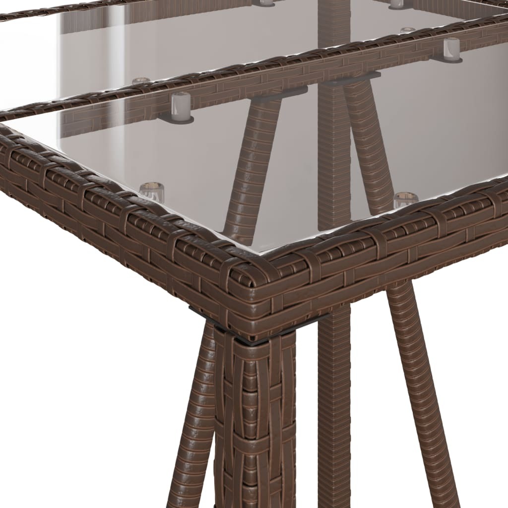 Outdoor Bar Table Brown 27.6"x27.6"x43.3" Poly Rattan