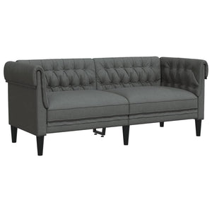 Chesterfield Sofa 2-Seater Dark Gray Fabric