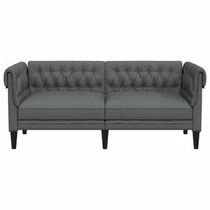 Chesterfield Sofa 2-Seater Dark Gray Fabric