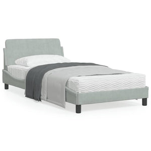 Bed Frame "Dover" Light Gray 39.4"x74.8" Velvet